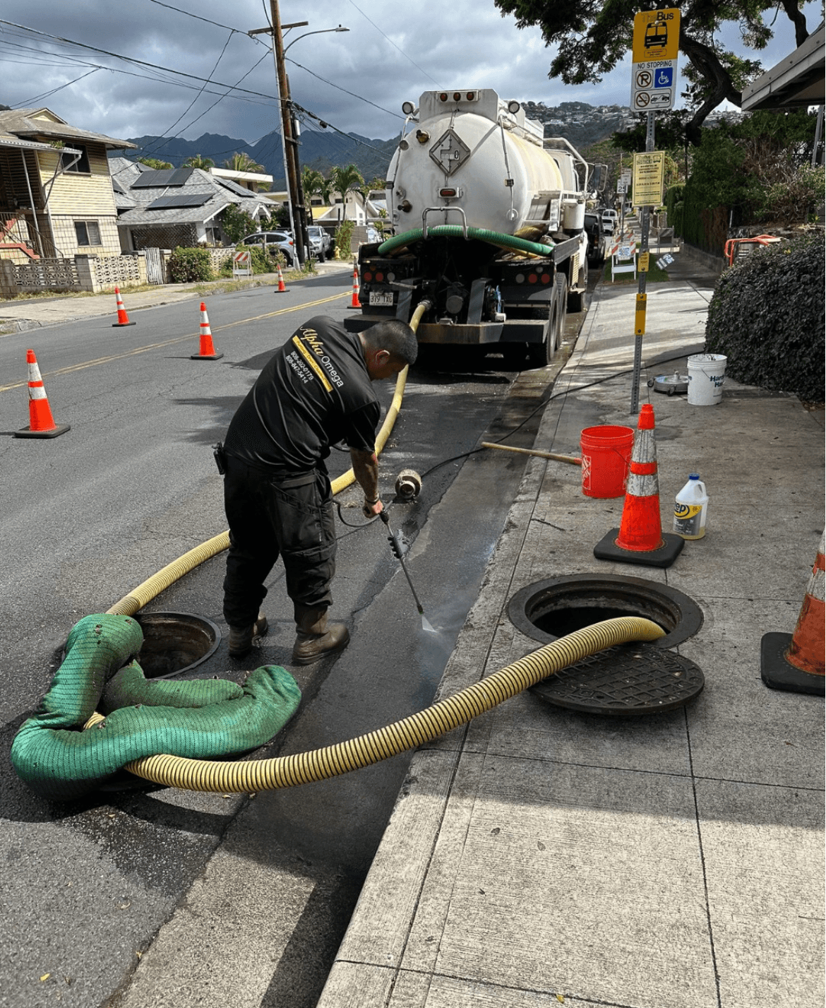 Pump truck on a sewer job